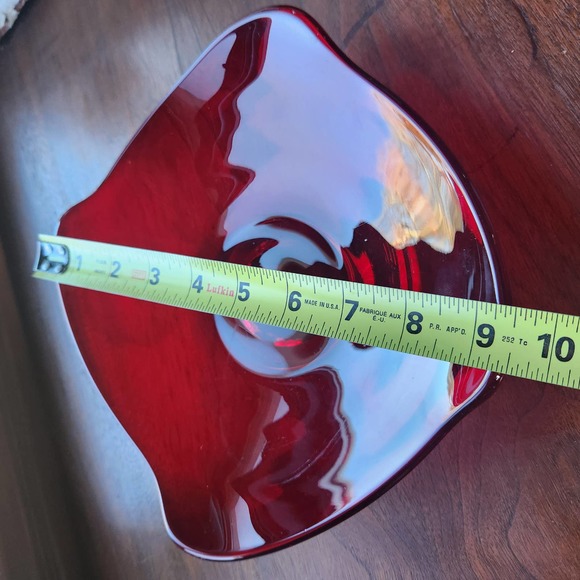 Viking Rare Ruby Red Glass 10" Squared Art Glass Dish - Picture 4 of 5